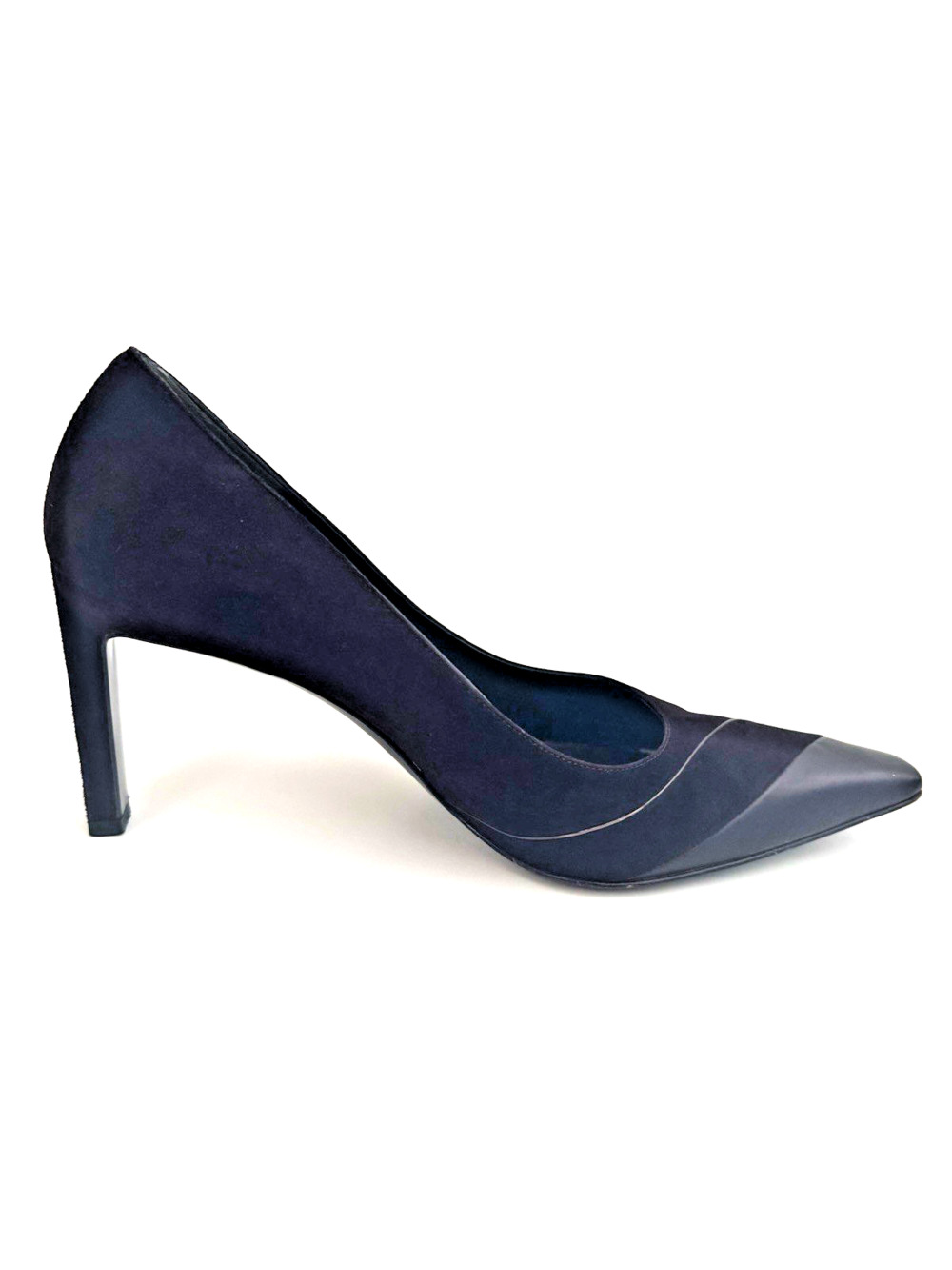St. John High-Heel Pumps 38.5 Italy Dark-Purple Plum Suede Leather Classic